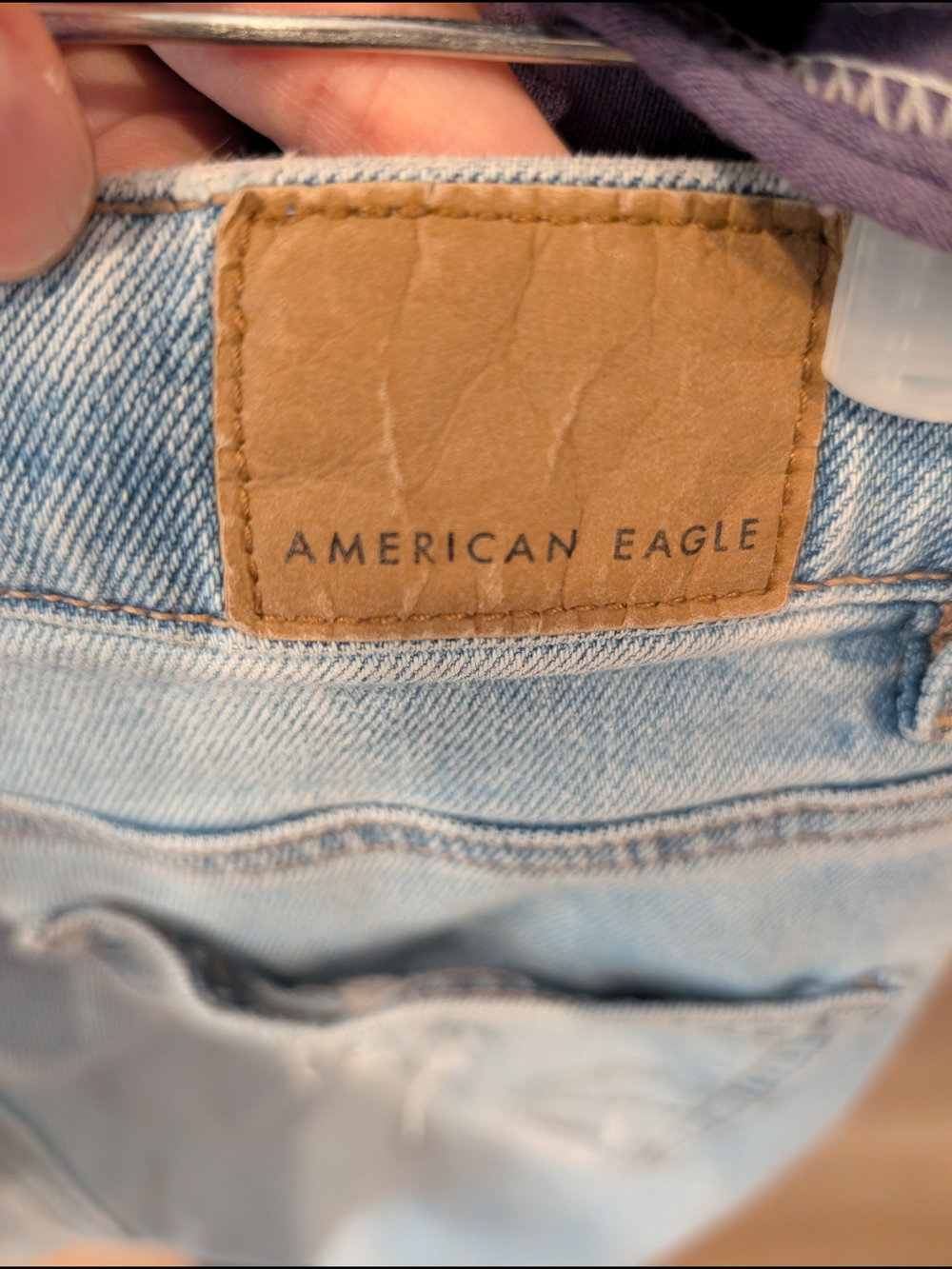 American Eagle Outfitters Light Blue Distressed Boyfriend Jeans Size 00 Stretch - Picture 9 of 11